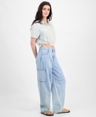 Ultra Flirt - Juniors' Cropped Stripe Side-Tie Blouse