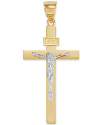 Macy's - Square Edge Crucifix Pendant in 14k Two-Tone Gold