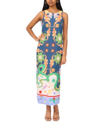 MSK - Women's Mixed-Print Sleeveless Maxi Dress