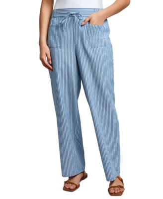 Jones New York - Petite Cotton Patch-Pocket Drawstring Pants