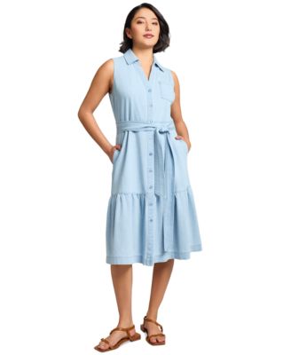 Jones New York - Petite Cotton Belted A-Line Shirtdress