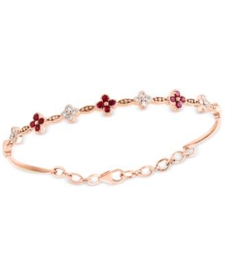 LALI Jewels - Ruby (1/2 ct. t.w.) & Diamond (1/3 ct. t.w.) Bangle Bracelet in 14k Rose Gold