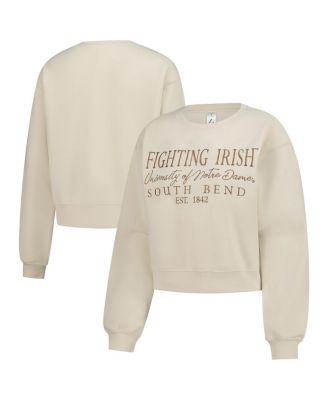 ZooZatz - Women's  Sand Notre Dame Fighting Irish Cropped Crewneck Sweatshirt