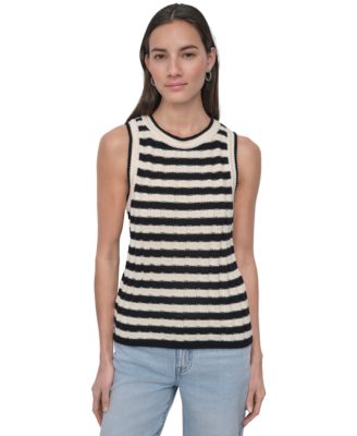 DKNY Jeans - Petite Cotton Ribbed Sweater Tank Top