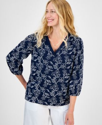 Style & Co - Women's Floral-Embroidered Top, Exclusively at Macy's