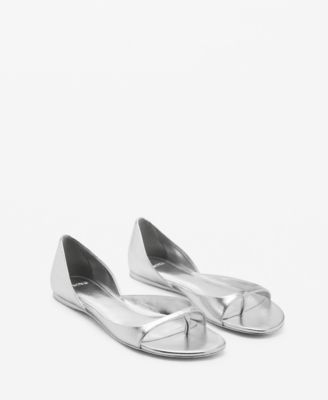 MANGO - Women's Metallic Leather Sandals