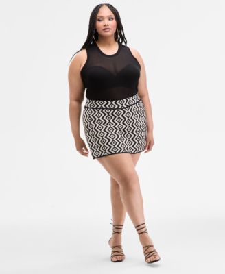 Nina Parker - Trendy Plus Size Geo-Knit Skort
