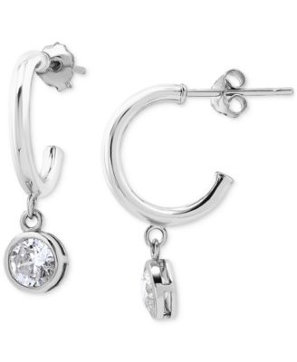 Giani Bernini - Cubic Zirconia Bezel Dangle Hoop Earrings
