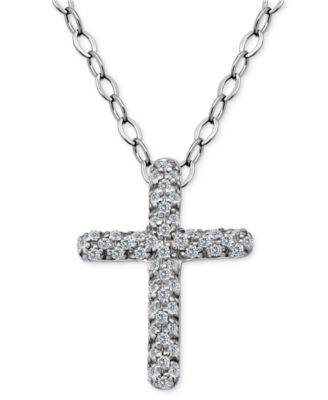 Giani Bernini - Cubic Zirconia Cross Pendant Necklace, 16" + 2" extender