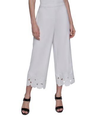 KARL LAGERFELD PARIS - Women's Floral-Hem Pull-On Pants