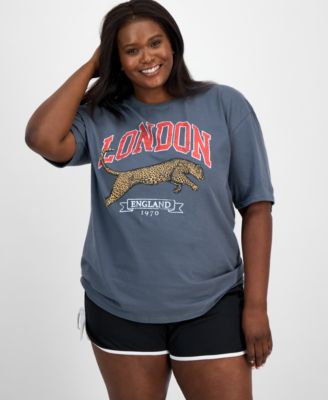 Rebellious One - Trendy Plus Size Cotton Short-Sleeve Cheetah London England Graphic T-Shirt