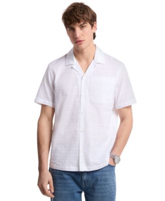 Michael Kors - Men's Relaxed Fit Voile Dobby Short Sleeve Check Button-Front Camp Shirt
