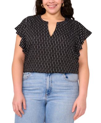 Vince Camuto - Plus Size Split-Neck Ruffle-Sleeve Blouse