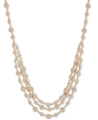 Givenchy - Gold-Tone Pav&eacute; Cluster Layered Collar Necklace, 16" + 3" extender