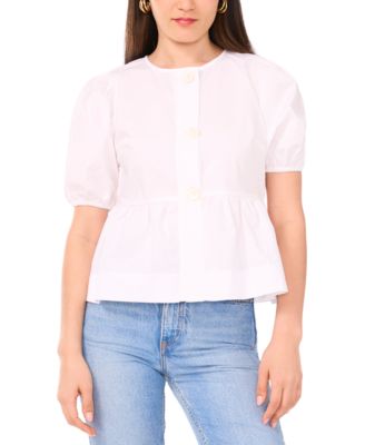 1.STATE - Women's Cotton Pintucked Bodice Peplum Top