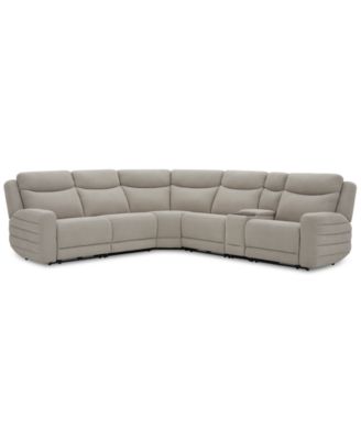 Furniture - Kristyan 6-Pc. Fabric Sectional with 3 Power Motion Chairs and Console