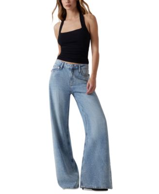 GUESS - Women's Bellflower Shine & Sequins Wide-Leg Jeans