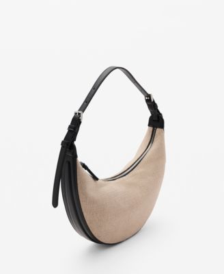 MANGO - Women's Mini Oval Linen-Blend Shoulder Bag