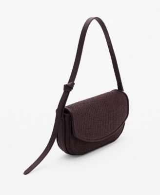 MANGO - Women's Flap Raffia Shoulder Bag
