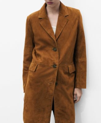 MANGO - Women's Lapelled Suede Coat