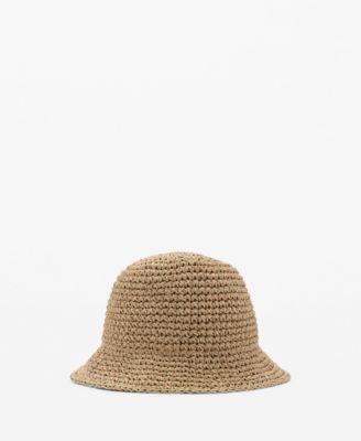 MANGO - Women's Lurex Straw Bucket Hat