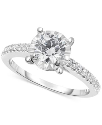 TruMiracle - Diamond Solitaire Plus Engagement Ring (3/4 ct. t.w.) in 14k White Gold
