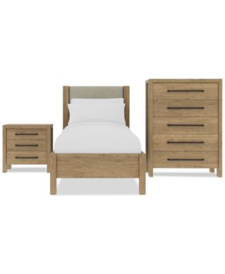Furniture - Davie 3-Pc. Twin Set (Upholstered Bed, Chest & 3-Drawer Nightstand)