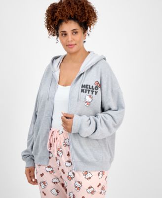 Love Tribe - Trendy Plus Size Hello Kitty Bow Graphic Zip-Up Hoodie