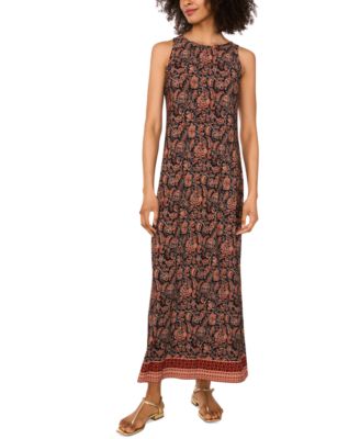 Vince Camuto - Women's Printed Keyhole-Back Sleeveless Maxi Dress
