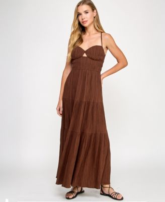 City Studios - Juniors' Textured Keyhole Strappy Maxi Dress