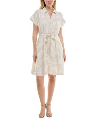 Taylor - Women's Short-Sleeve Sash-Tie A-Line Dress