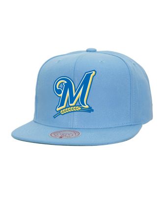Mitchell & Ness - Men's Powder Blue Milwaukee Brewers Cooperstown Collection Basic Flip Snapback Hat