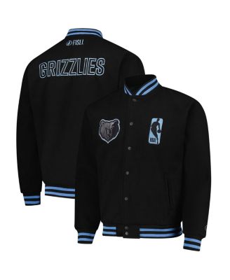 FISLL - Men's and Women's Black Memphis Grizzlies Logo Man Shadow Collection Full-Snap Varsity Jacket