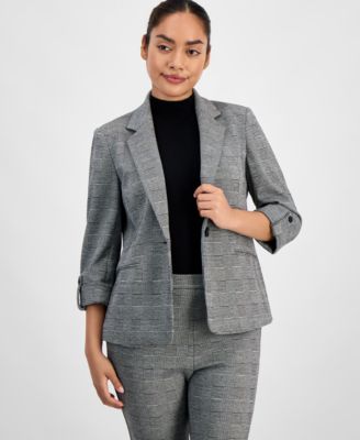 AK Anne Klein - Petite Single-Button Roll-Tab Blazer