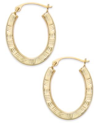 Macy's - Textured Oval Hoop Earrings in 10k Gold