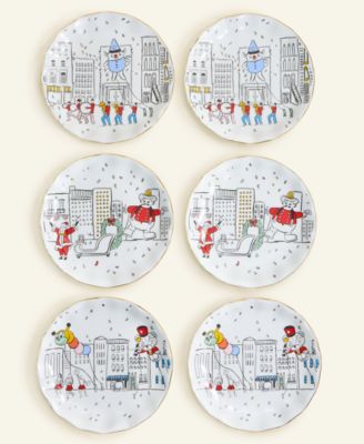 Macy's - Thanksgiving Day Parade Scalloped Parade Float Appetizer Plate Set, Set of 6