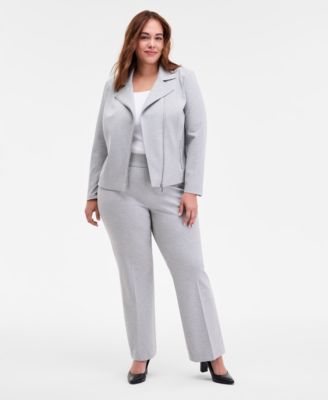 Anne Klein - Plus Size High-Rise Pull-On Compression Pants