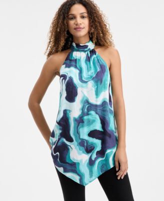 I.N.C. International Concepts - Women's Printed Point-Hem Halter Top