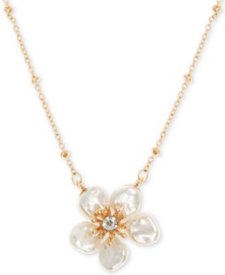 lonna & lilly - Gold-Tone Crystal Flower Pendant Necklace, 16" + 3" extender