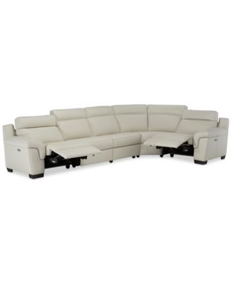 Furniture - Julius II 5-Pc. Leather Sectional Sofa With 2 Power Recliners, Power Headrests & USB Power Outlet