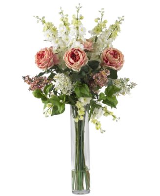 Nearly Natural - Rose, Delphinium & Lilac Artificial Flower Arrangement