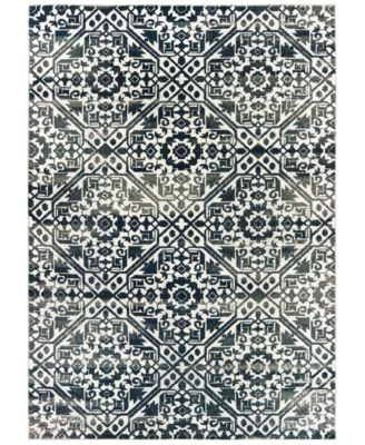 Oriental Weavers - Bowen 5506E Navy/Ivory 2'3" x 7'6" Runner Area Rug