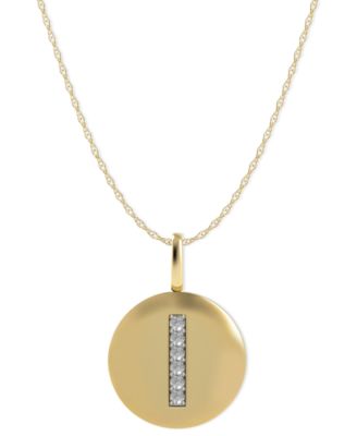 Macy's - 14k Gold Necklace, Diamond Accent Letter I Disk Pendant
