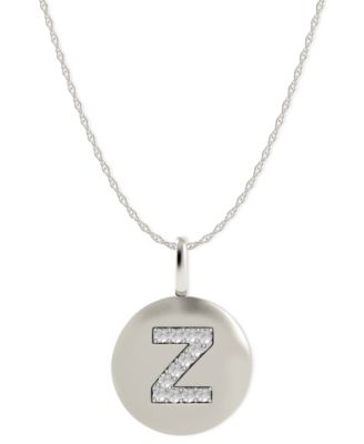 Macy's - 14k White Gold Necklace, Diamond Accent Letter Z Disk Pendant