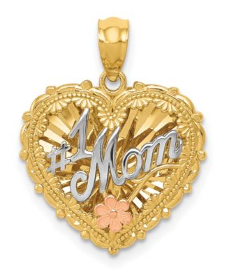 Macy's - #1 Mom Shadowbox Charm in 14k Yellow, White and Rose Gold