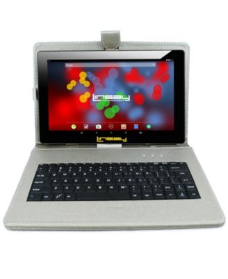 LINSAY - 10.1" 1280x800 IPS Screen Quad Core 2GB RAM Tablet 32GB Android 10 with Silver Keyboard