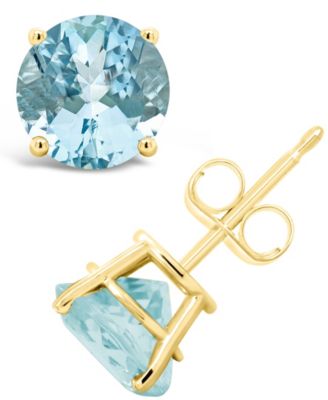 Macy's - Aquamarine (2-1/2 ct. t.w.) Stud Earrings in 14K Yellow Gold