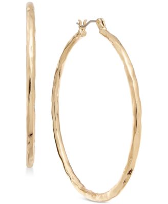 Style & Co - Gold-Tone Medium Hammered Hoop Earrings, 2"