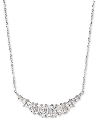 Arabella - Cubic Zirconia Heart 18" Statement Necklace in Sterling Silver