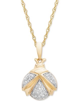 Wrapped - Diamond Ladybug 18" Pendant Necklace (1/20 ct. t.w.) in 10k Gold